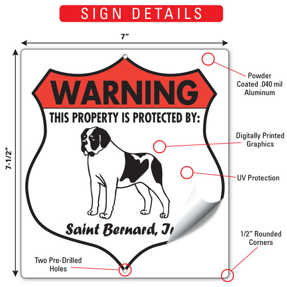 Saint Bernard! Property is Protected Badge Sign or Sticker