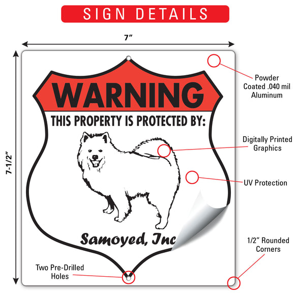 Samoyed! Property is Protected Badge Sign or Sticker