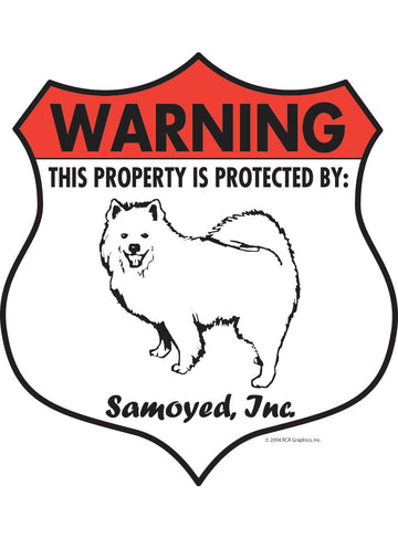 Samoyed! Property Patrolled Badge Sign or Sticker