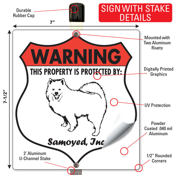 Samoyed! Property is Protected Badge Sign or Sticker