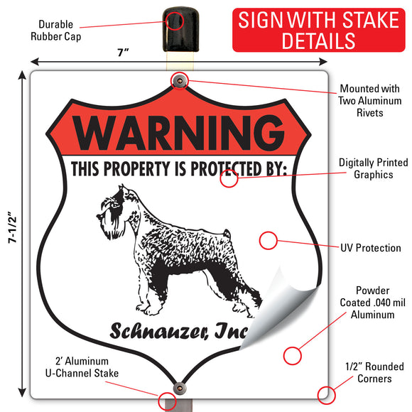 Schnauzer! Property is Protected Badge Sign or Sticker