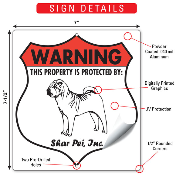 Shar Pei! Property is Protected Badge Sign or Sticker