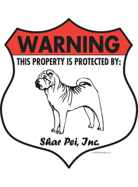 Shar Pei! Property Patrolled Badge Sign or Sticker