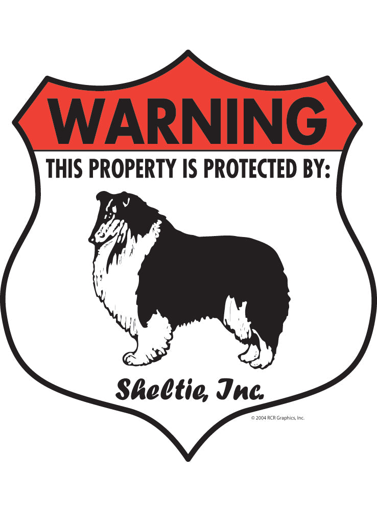 Shetland Sheepdog (Sheltie) Property Patrolled Badge Sign or Sticker