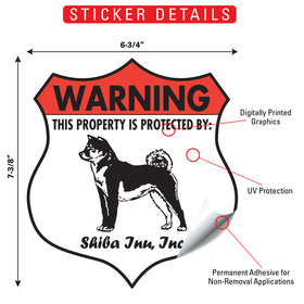 Shiba Inu! Property is Protected Badge Sign or Sticker - 0