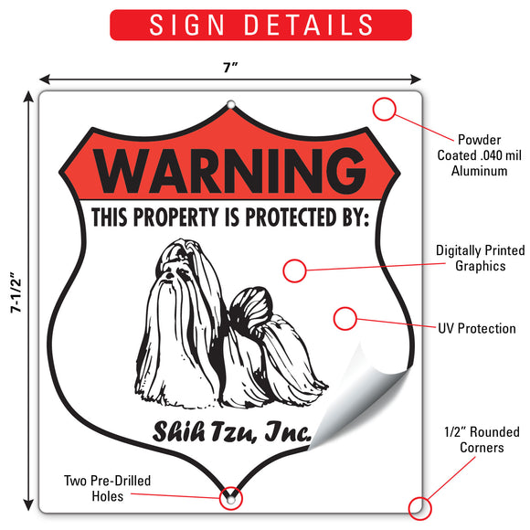 Shih Tzu! Property is Protected Badge Sign or Sticker