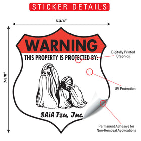 Shih Tzu! Property is Protected Badge Sign or Sticker - 0