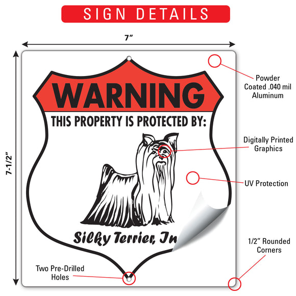 Silky Terrier! Property is Protected Badge Sign or Sticker