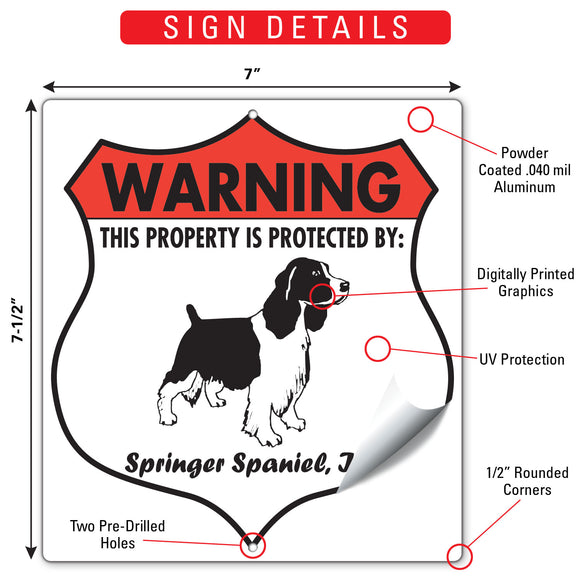 Springer Spaniel! Property is Protected Badge Sign or Sticker