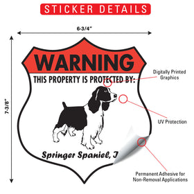 Springer Spaniel! Property is Protected Badge Sign or Sticker - 0