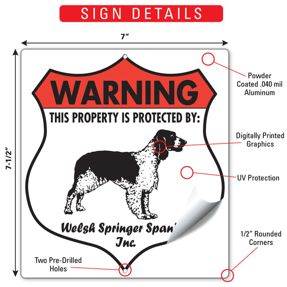Welsh Springer Spaniel! Property is Protected Badge Sign or Sticker