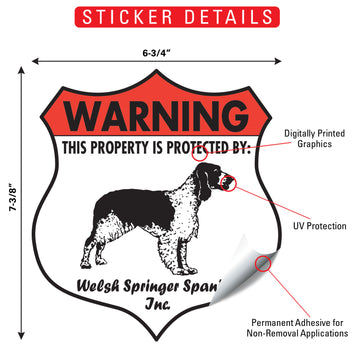 Welsh Springer Spaniel! Property is Protected Badge Aluminum Sign or Vinyl Sticker - Weatherproof Yard - 0