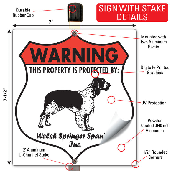 Welsh Springer Spaniel! Property is Protected Badge Sign or Sticker