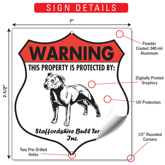 Staffordshire Bull Terrier! Property is Protected Badge Sign or Sticker