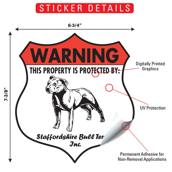 Staffordshire Bull Terrier! Property is Protected Badge Sign or Sticker