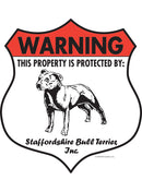 Staffordshire Bull Terrier! Property is Protected Badge Sign or Sticker-1