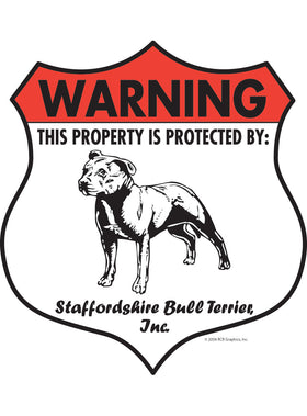 Staffordshire Bull Terrier! Property Patrolled Badge Sign or Sticker