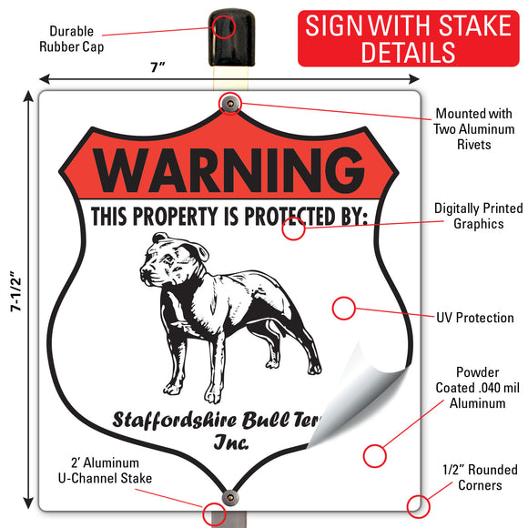 Staffordshire Bull Terrier! Property is Protected Badge Sign or Sticker