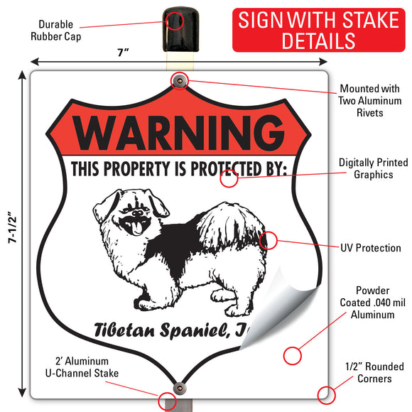 Tibetan Spaniel! Property is Protected Badge Sign or Sticker
