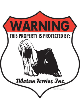 Tibetan Terrier! Property Patrolled Badge Sign or Sticker