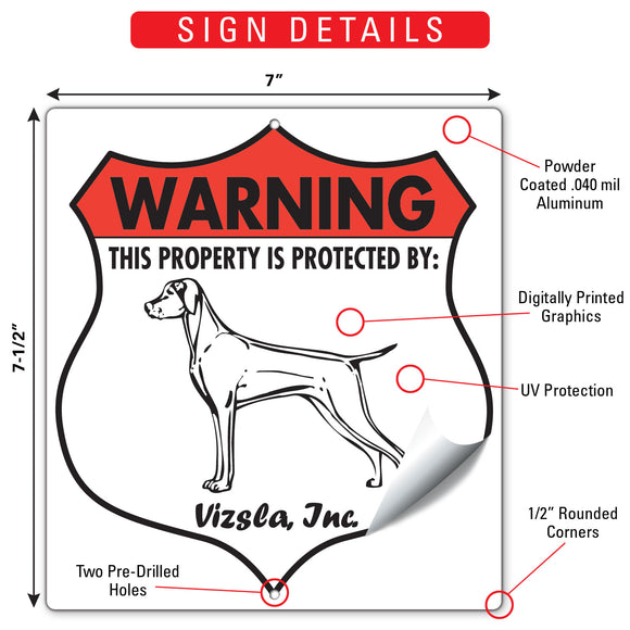 Vizsla! Property is Protected Badge Sign or Sticker