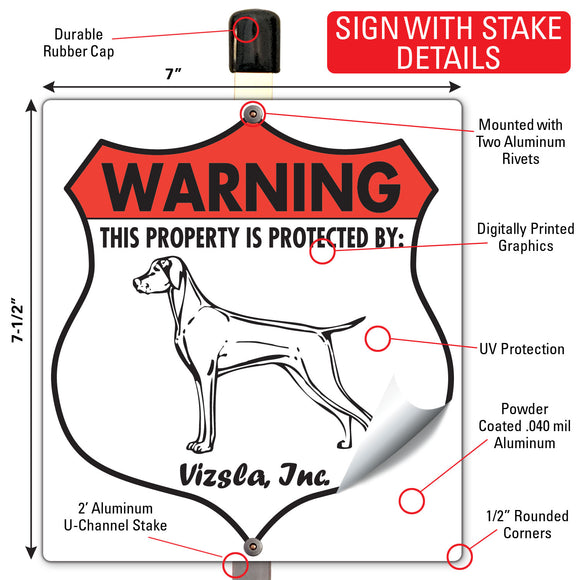 Vizsla! Property is Protected Badge Sign or Sticker
