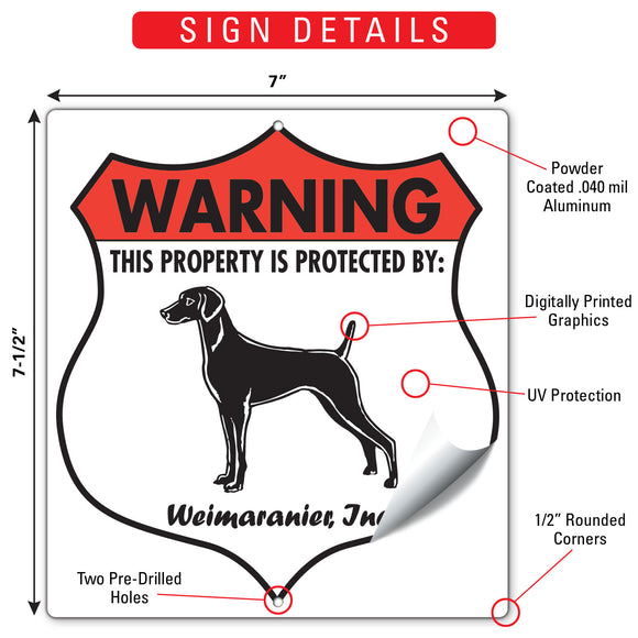 Weimaraner! Property is Protected Badge Sign or Sticker