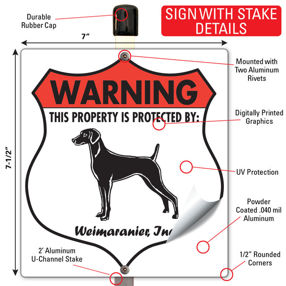 Weimaraner! Property is Protected Badge Sign or Sticker