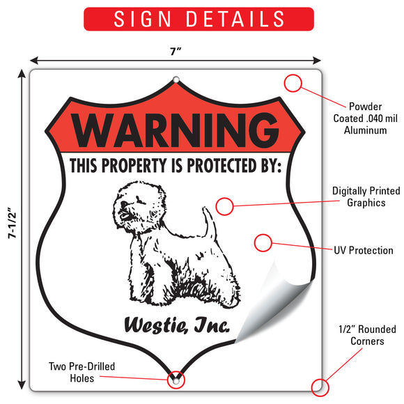 Westie! Property is Protected Badge Sign or Sticker