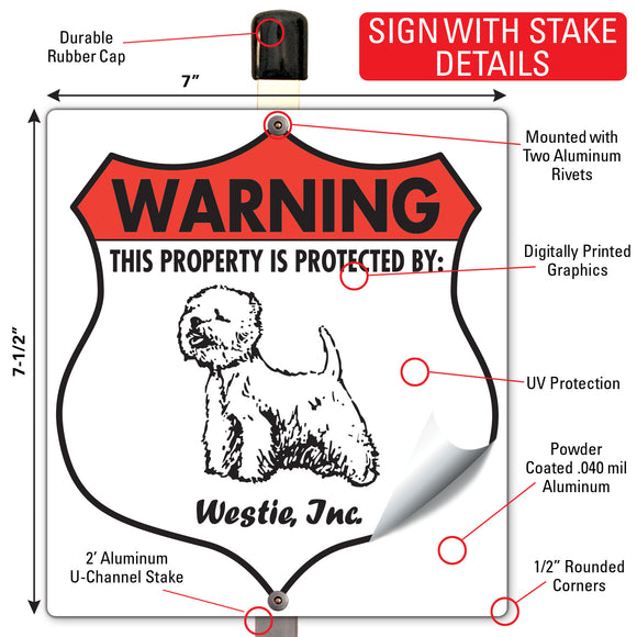 Westie! Property is Protected Badge Sign or Sticker