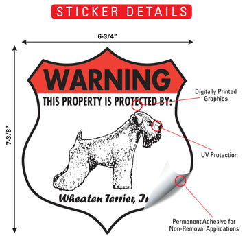 Wheaten Terrier! Property is Protected Badge Aluminum Sign or Vinyl Sticker - Weatherproof Yard - 0