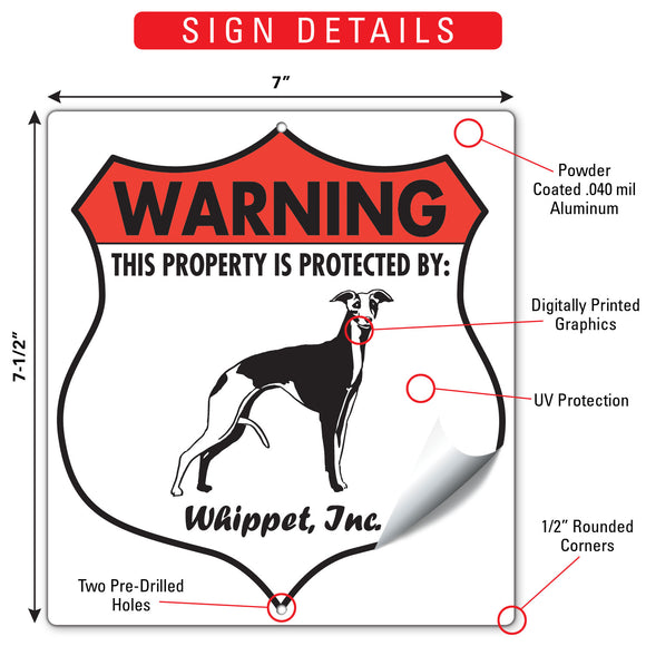Whippet! Property is Protected Badge Sign or Sticker