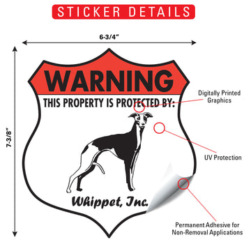 Whippet! Property is Protected Badge Aluminum Sign or Vinyl Sticker - Weatherproof Yard - 0