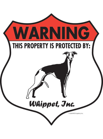 Whippet! Property is Protected Badge Aluminum Sign or Vinyl Sticker - Weatherproof Yard