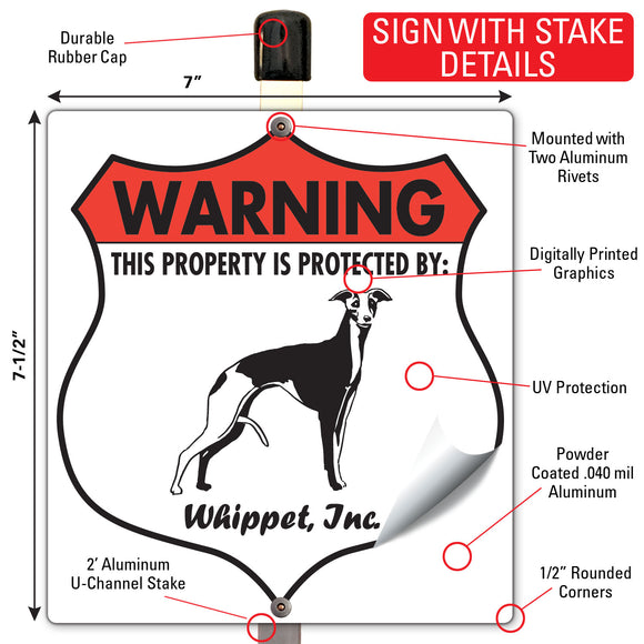 Whippet! Property is Protected Badge Sign or Sticker