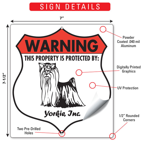 Yorkshire Terrier! Property is Protected Badge Sign or Sticker