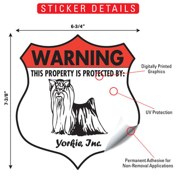 Yorkshire Terrier! Property is Protected Badge Aluminum Sign or Vinyl Sticker - Weatherproof Yard - 0