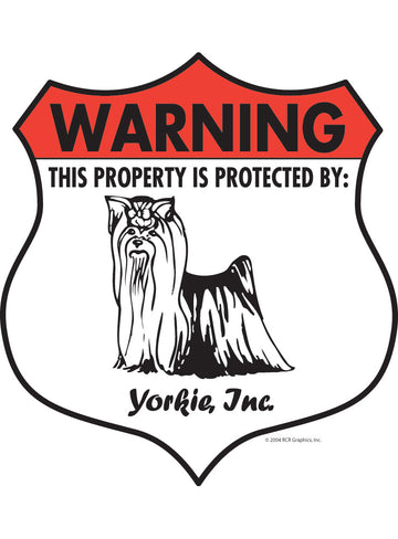 Yorkshire Terrier! Property is Protected Badge Aluminum Sign or Vinyl Sticker - Weatherproof Yard
