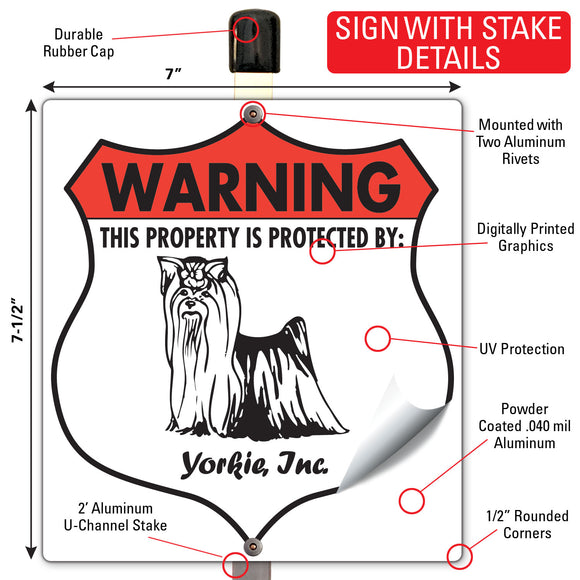 Yorkshire Terrier! Property is Protected Badge Sign or Sticker