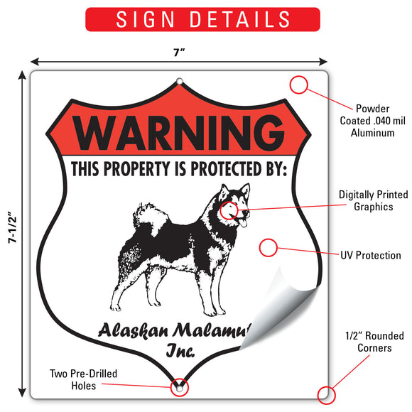 Alaskan Malamute! Property is Protected Badge Sign or Sticker