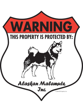 Alaskan Malamute! Property Patrolled Badge Sign or Sticker