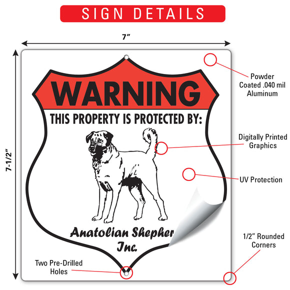 Anatolian Shepherd! Property is Protected Badge Sign or Sticker