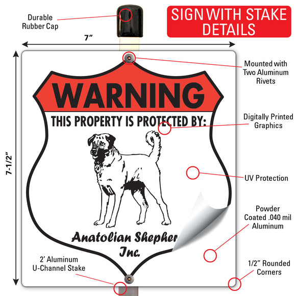 Anatolian Shepherd! Property is Protected Badge Sign or Sticker