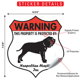 Neapolitan Mastiff! Property is Protected Badge Sign or Sticker - 0