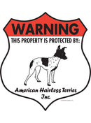 American Hairless Terrier! Property is Protected Badge Sign or Sticker-1
