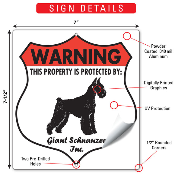 Giant Schnauzer! Property is Protected Badge Sign or Sticker