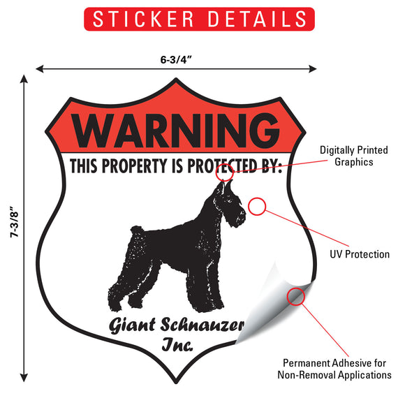 Giant Schnauzer! Property is Protected Badge Sign or Sticker