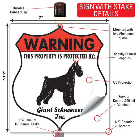 Giant Schnauzer! Property is Protected Badge Sign or Sticker