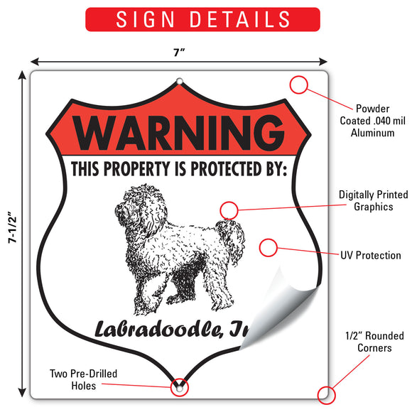 Labradoodle! Property is Protected Badge Sign or Sticker