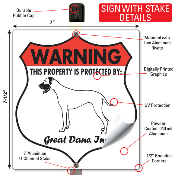 Great Dane! Property is Protected Badge Sign or Sticker